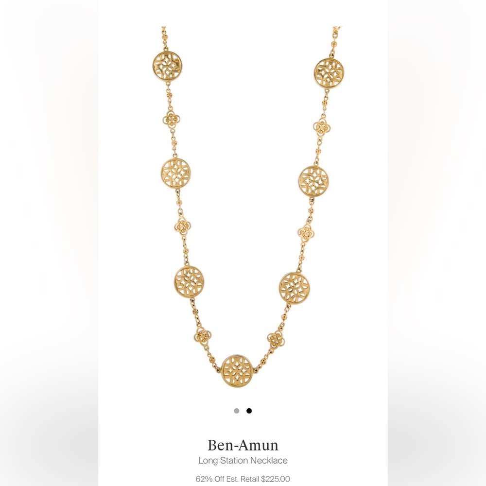 Ben Amun long station coin necklace 24k electroplated gold